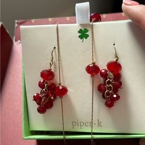 Piper Red Beaded Earrings